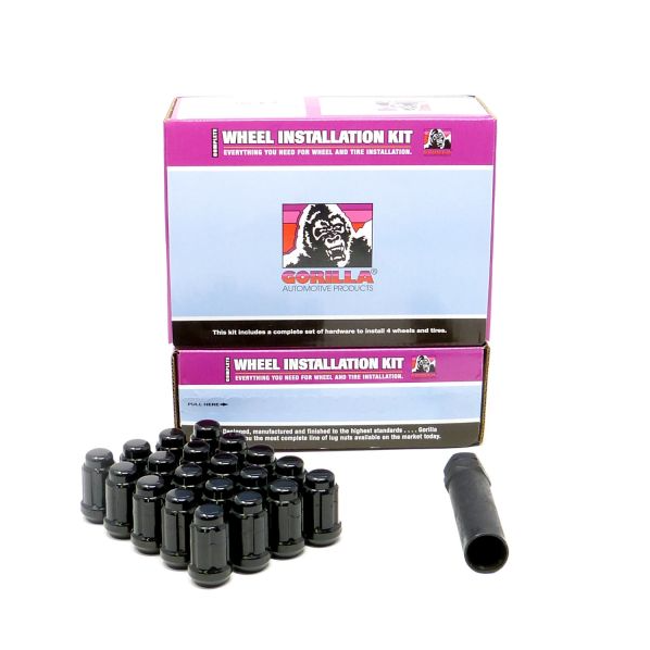 Gorilla 12x1.5 Black Spline Wheel Nuts 20 Pieces With Key