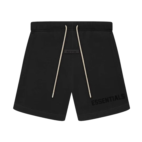 Cream Drawstring Sweatshort Jet Black