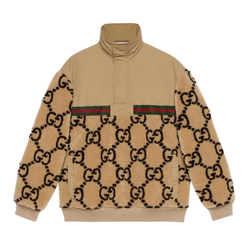 GG Jacquard Oversized Half-Zip Wool Jacket