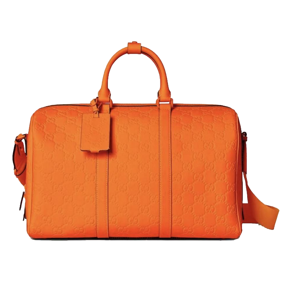 GG Rubber-Effect Medium Duffle Bag Bright Orange