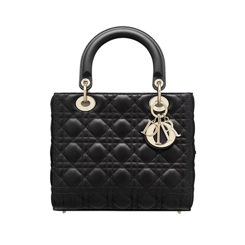 Lady Dior Bag Cannage Lambskin Medium Black