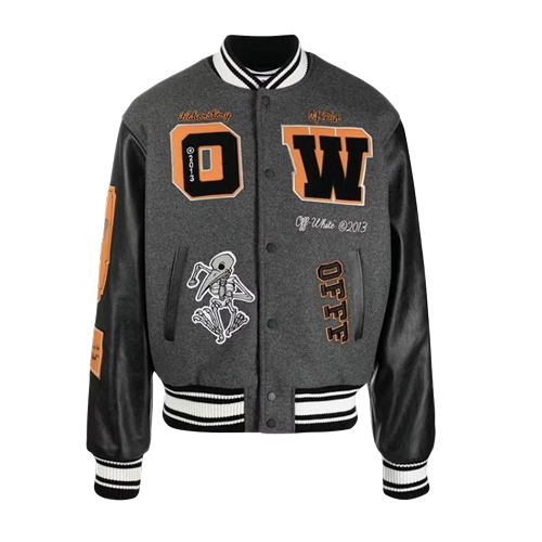 Patch Embellished Varsity Bomber Jacket