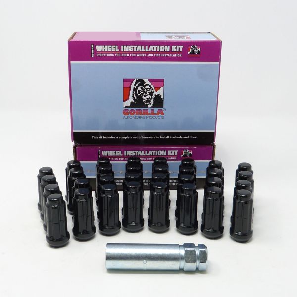 Gorilla 14x2 Heavy Duty Black Spline Wheel Nuts 32 Pieces With Key