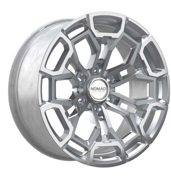 Nomad N1602 18x8.5 6x139.7 Silver Machined Face