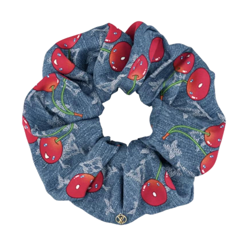 Denim Cherry Scrunchy