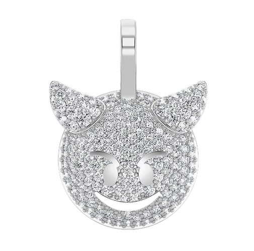 Devil Emoji Diamond Pendant 14k Solid Gold 0.50ctw