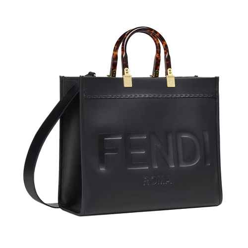 Fendi Sunshine Medium Black Leather Shopper