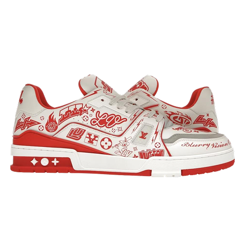 LV Trainer Graffiti White Red