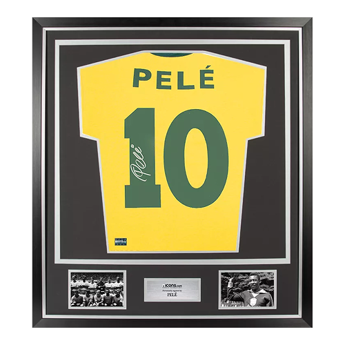 Pele Back Signed Brazil Retro