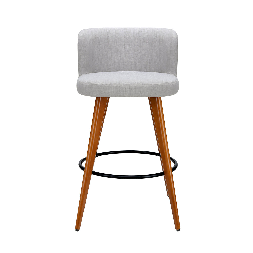 Artiss 4x Bar Stools Linen Padded Wooden Grey