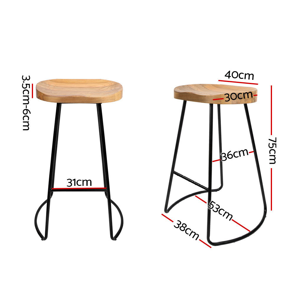 Artiss 4x Bar Stools Tractor Seat 75cm Wooden