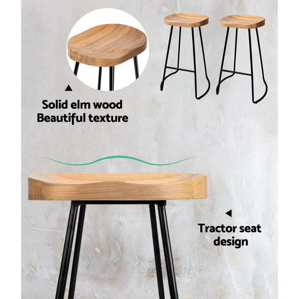 Artiss 4x Bar Stools Tractor Seat 75cm Wooden