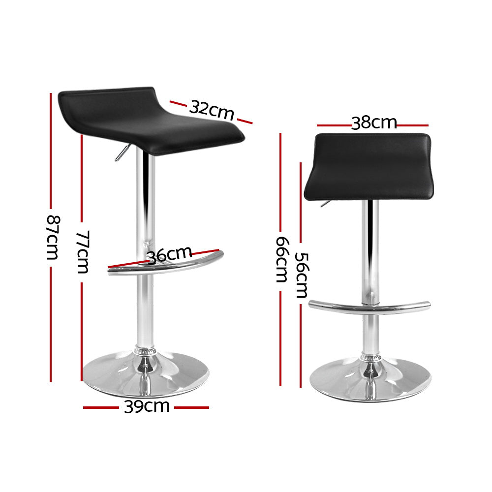 Artiss 2x Bar Stools Adjustable Gas Lift Chairs Black