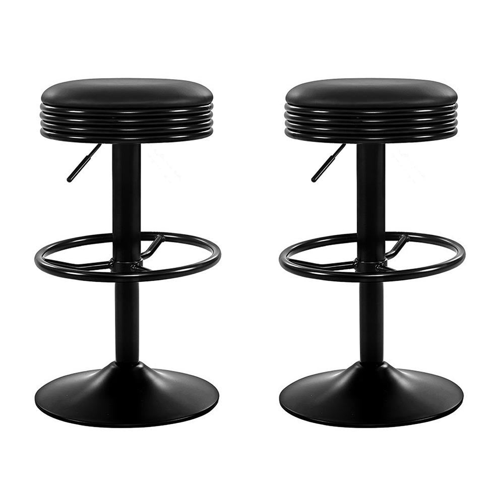 Artiss 2x Bar Stools Leather Padded Gas Lift Black