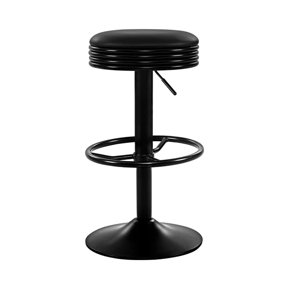 Artiss 2x Bar Stools Leather Padded Gas Lift Black