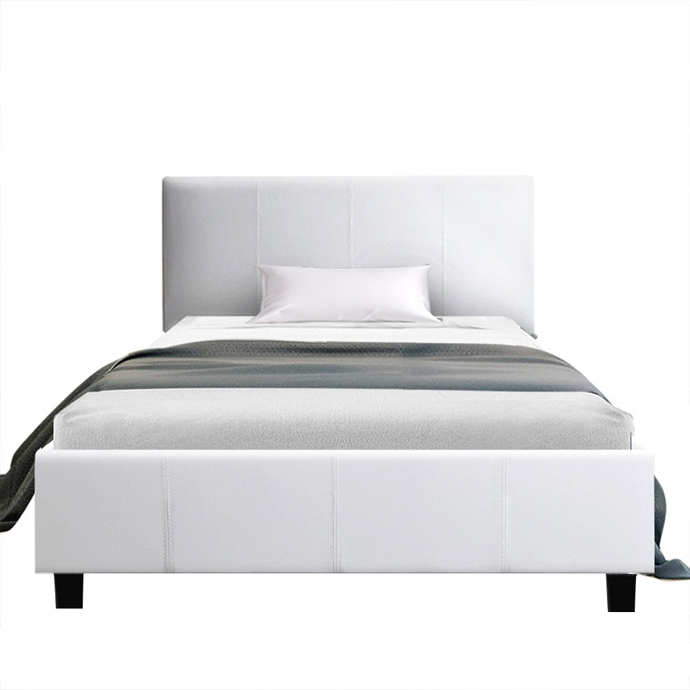 Artiss Bed Frame King Single Size White NEO