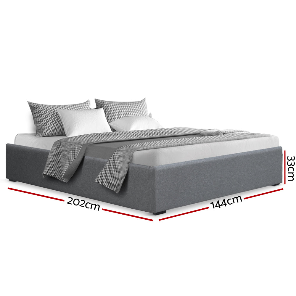 Artiss Bed Frame Double Size Gas Lift Base Grey TOKI