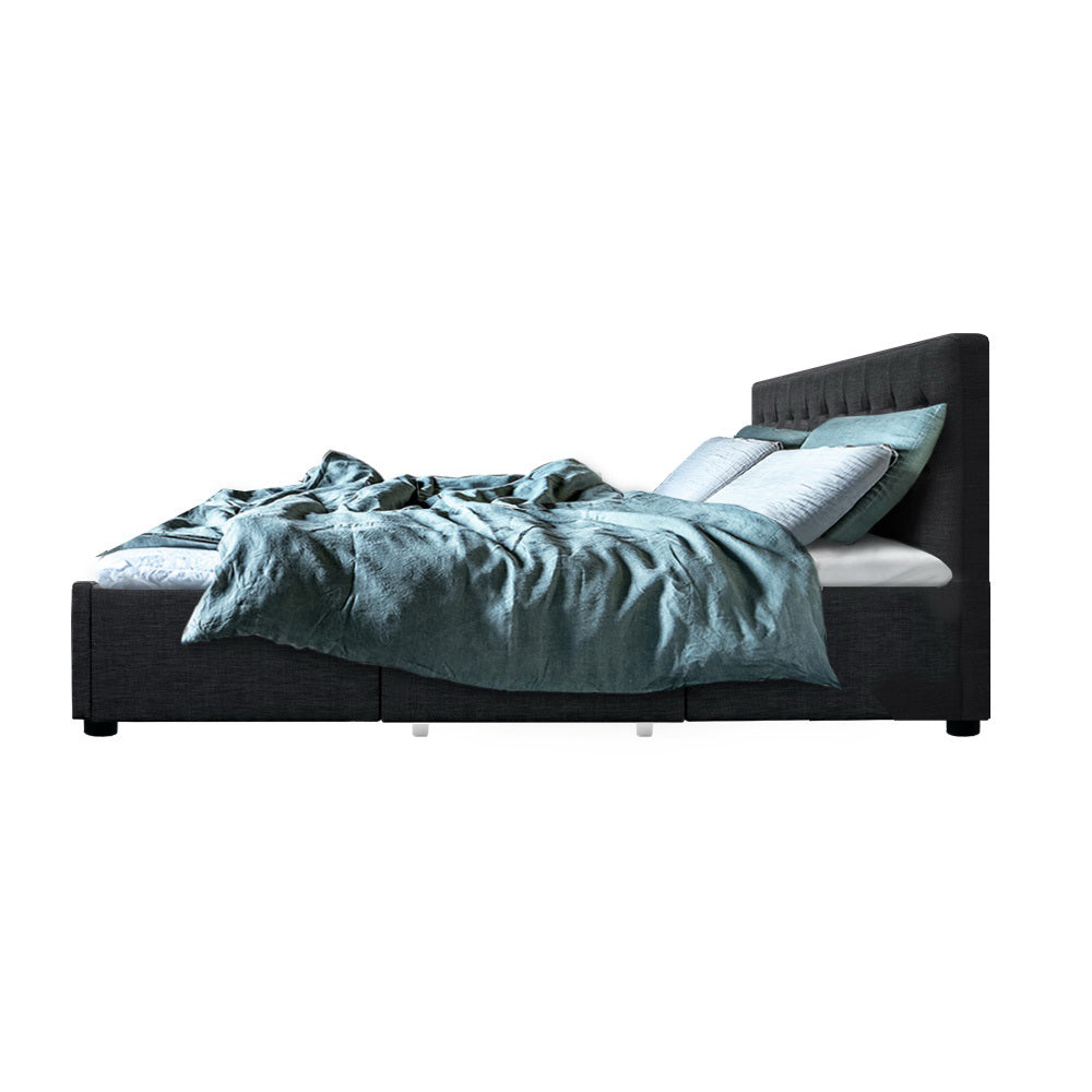 Artiss Bed Frame Queen Size with 4 Drawers Charcoal AVIO