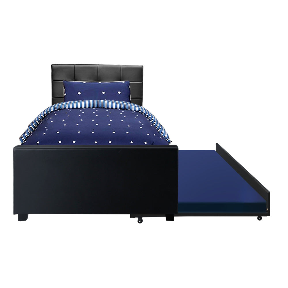 Artiss Bed Frame King Single Size Trundle Daybed Black