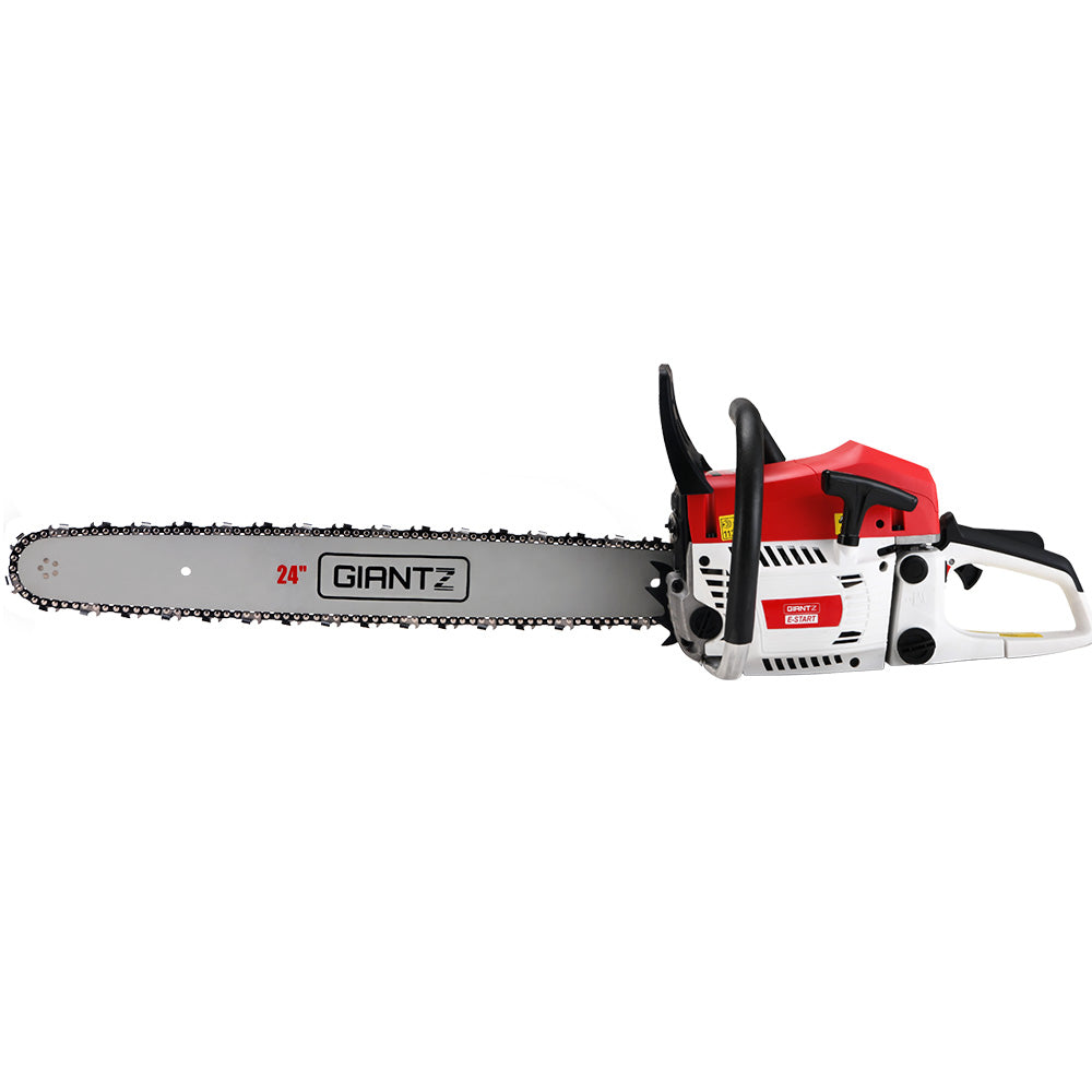 Giantz Petrol Commercial Chainsaw 24" Bar Chain Saw E-Start Tree