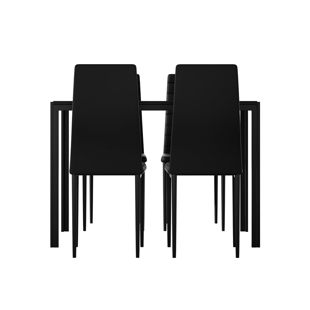 Artiss Dining Chairs and Table Dining Set 4 Chair Set Of 5 Black