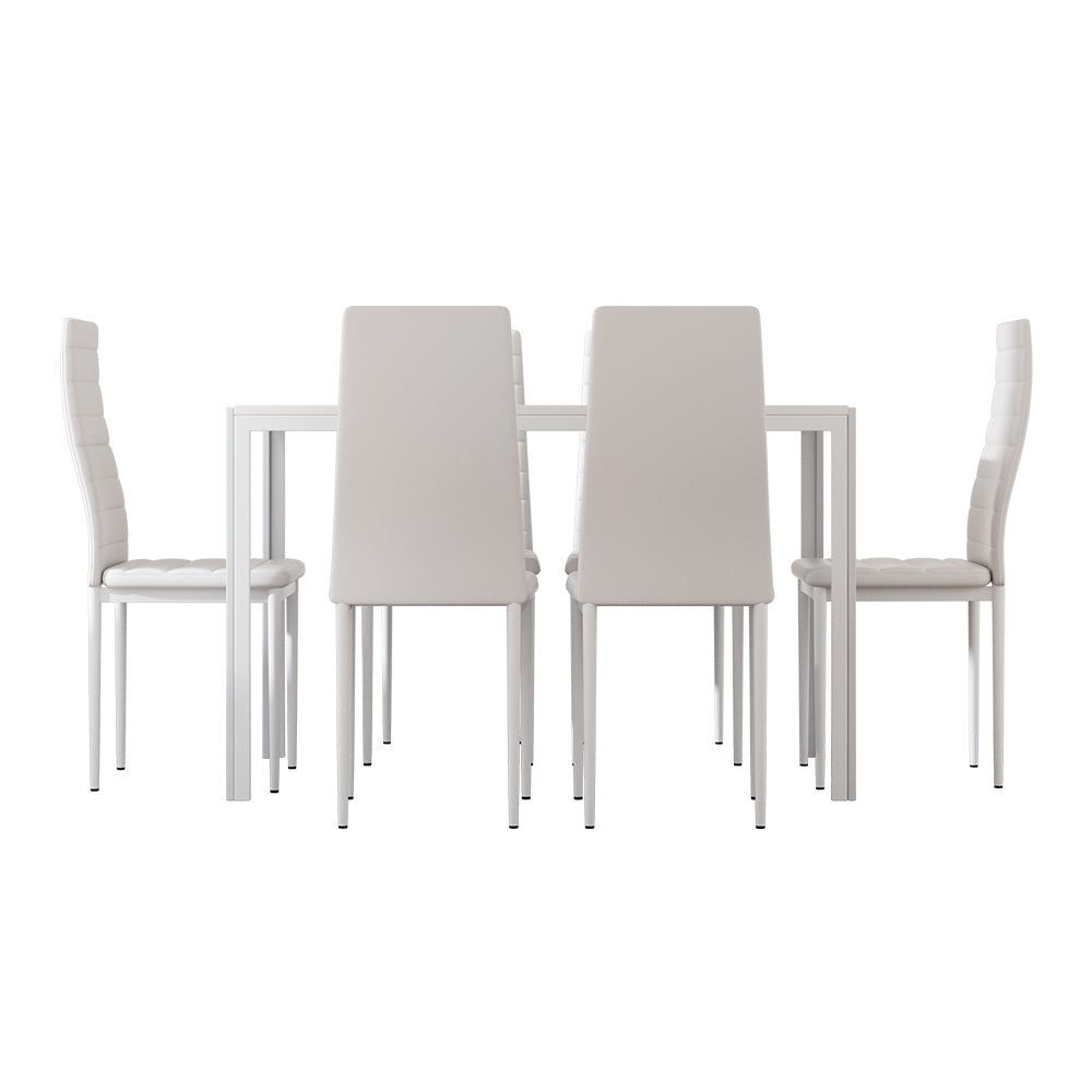 Artiss Dining Chairs and Table Dining Set 6 Chair Set Of 7 White