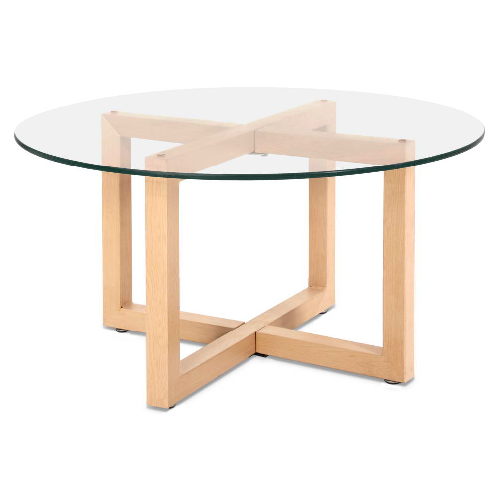 Artiss Coffee Table Round 80CM Tempered Glass