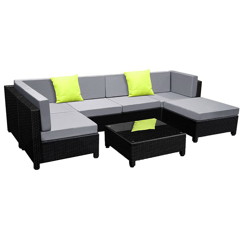 Gardeon 7-Piece Outdoor Sofa Set Wicker Couch Lounge Setting Seat Cover