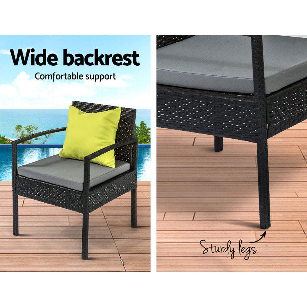 Gardeon Outdoor Sofa Set Wicker Lounge Setting Table and Chairs Storage Cover