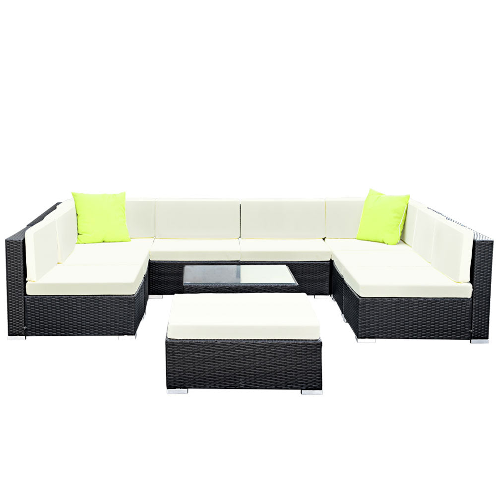 Gardeon 10-Piece Outdoor Sofa Set Wicker Couch Lounge Setting 9 Seater