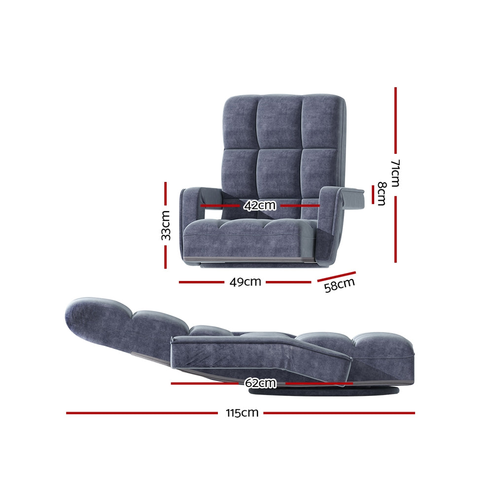 Artiss Floor Lounge Sofa Bed Swivel Charcoal