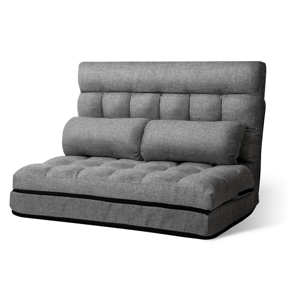 Artiss Lounge Sofa Bed 2-seater Grey Fabric