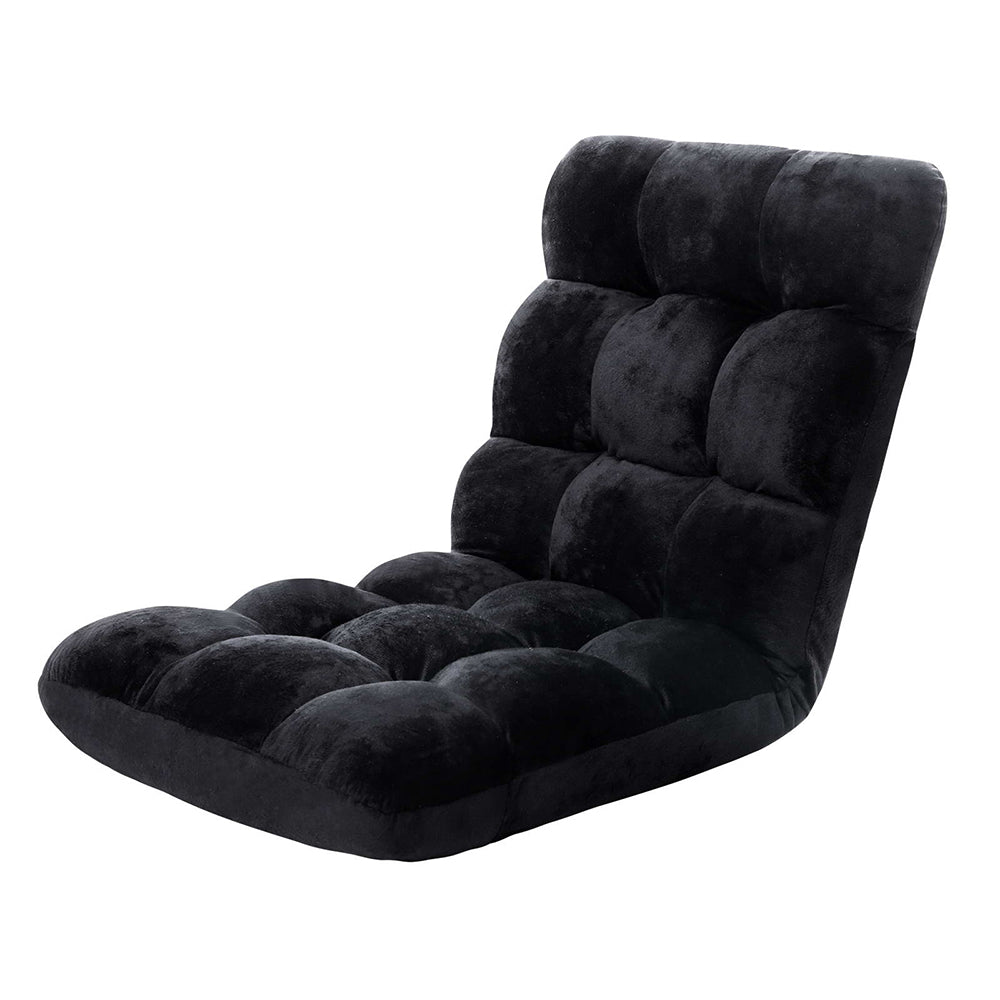 Artiss Lounge Sofa Bed Flannel Fabric Black