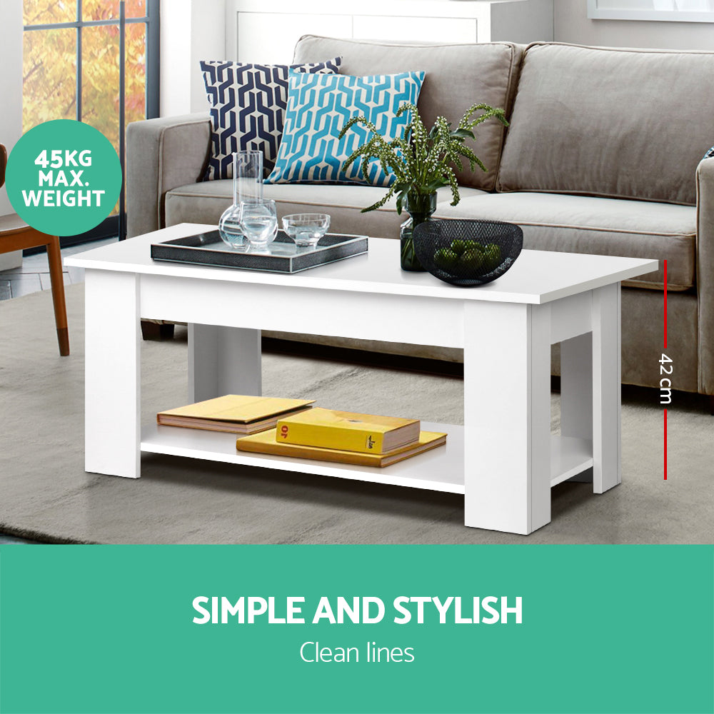 Artiss Coffee Table Lift-top Coffee Table White