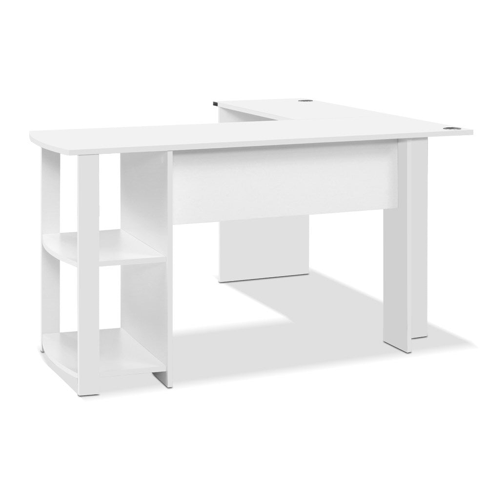 Artiss Computer Desk Shelf L-Shape White 136CM