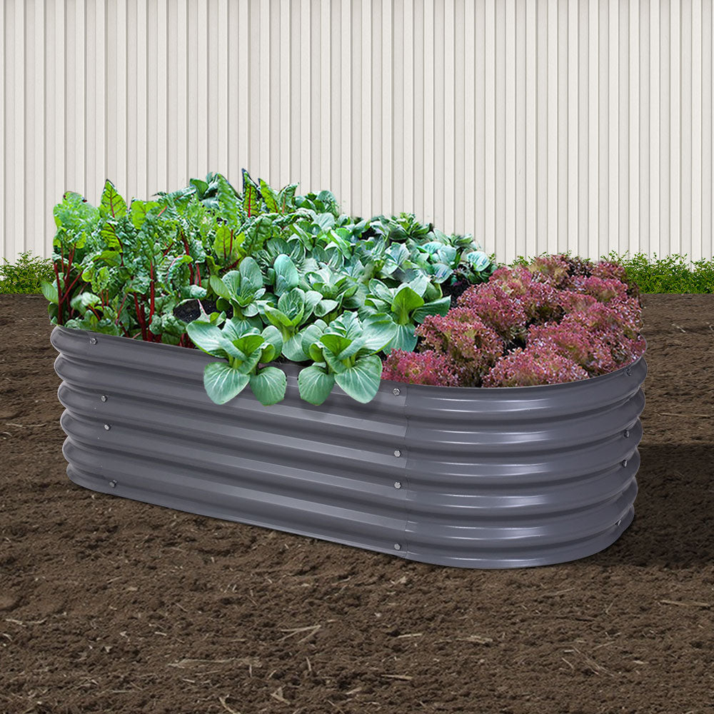 Greenfingers Garden Bed 160X80X42cm Oval Planter Box Raised Container Galvanised