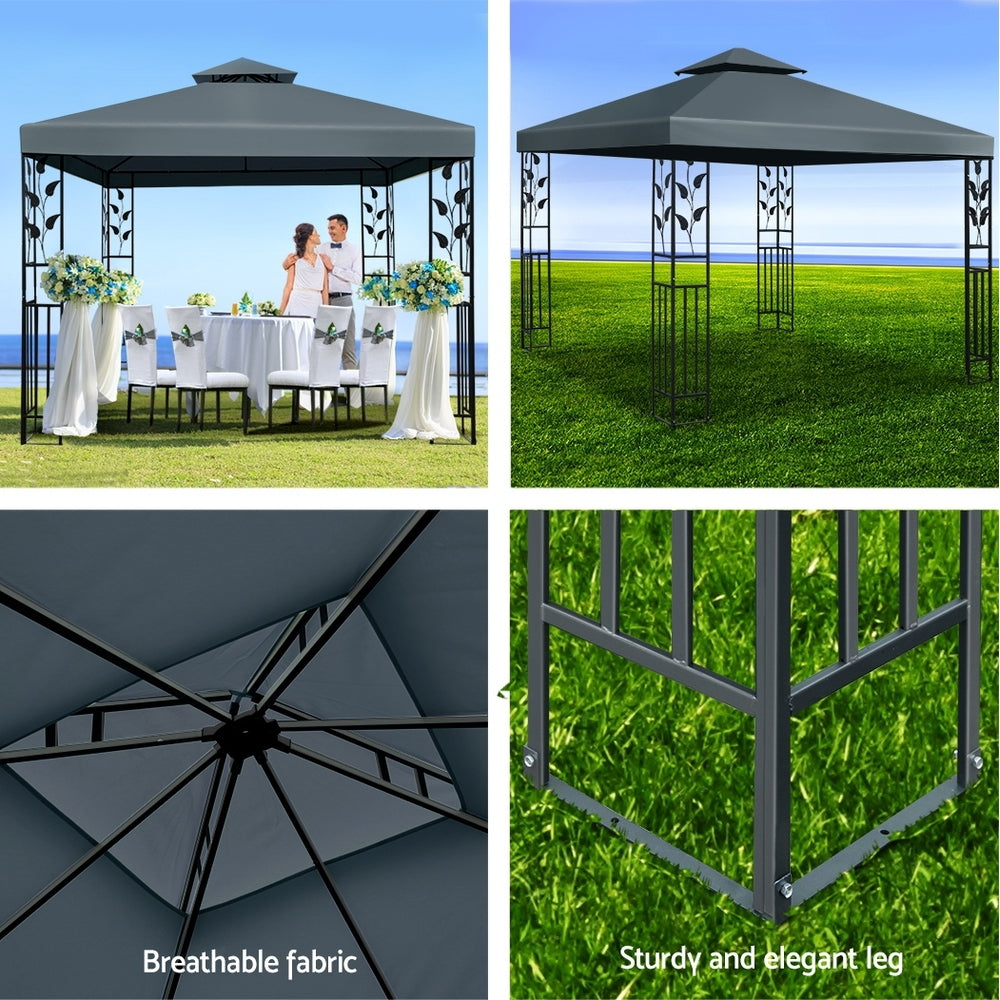 Instahut Gazebo 3x3m Party Marquee Outdoor Wedding Event Tent Iron Art Canopy
