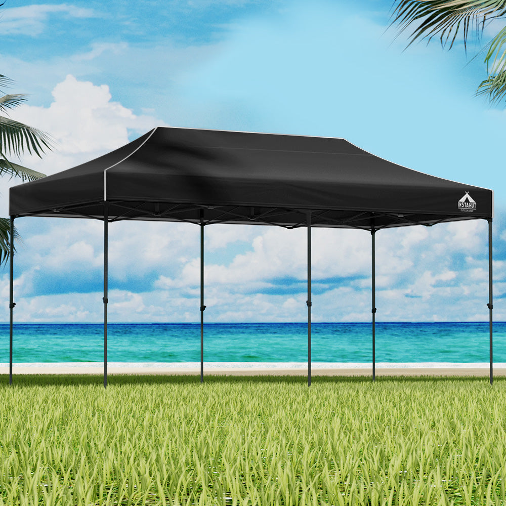 Instahut Gazebo Pop Up Marquee 3x6m Folding Tent Wedding Outdoor Camping Canopy Gazebos Shade Black