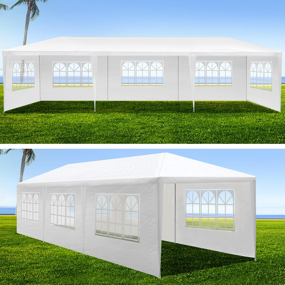 Instahut Gazebo 3x9m Marquee Wedding Party Tent Outdoor Camping Side Wall Canopy 8 Panel White