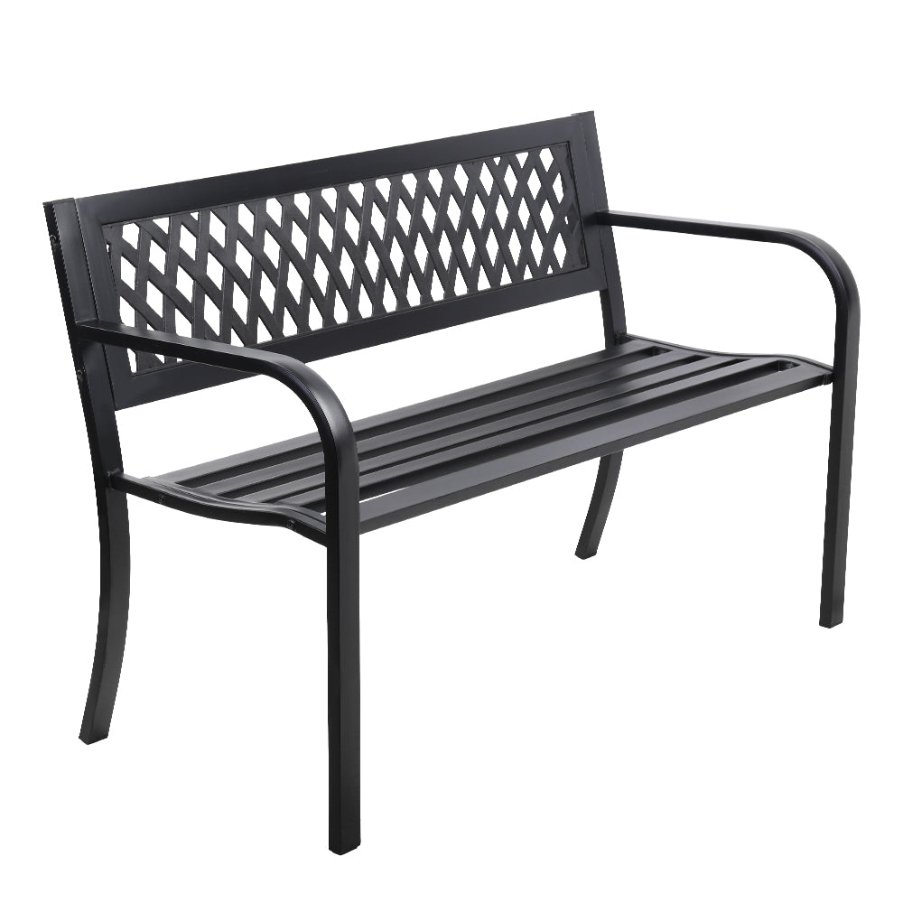 Gardeon Outdoor Garden Bench Seat Steel Outdoor Furniture 2 Seater Park Black