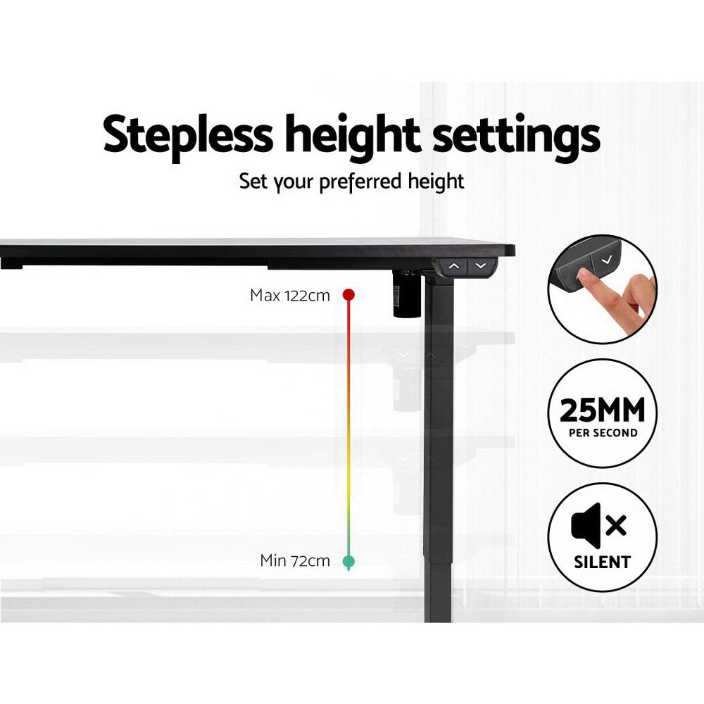 Artiss Standing Desk Adjustable Height Desk Electric Motorised Black Frame Desk Top 120cm