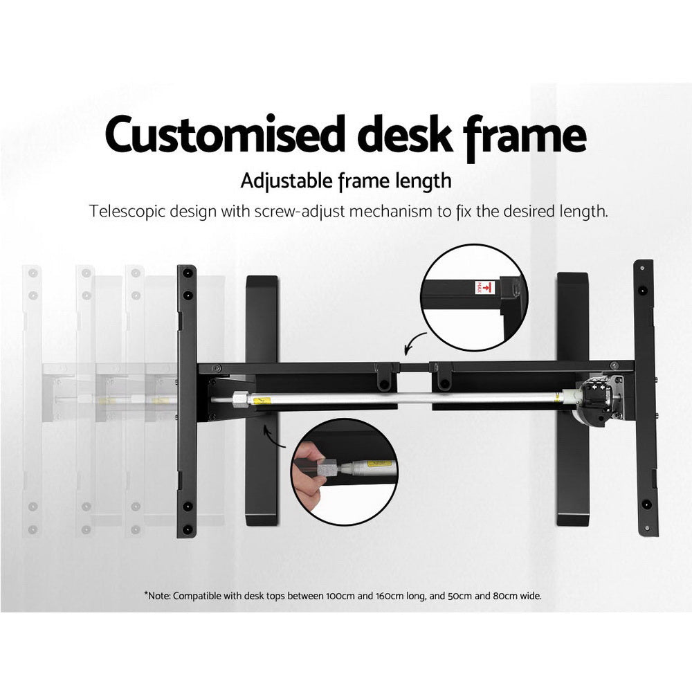Artiss Standing Desk Adjustable Height Desk Electric Motorised Black Frame Walnut Desk Top 120cm