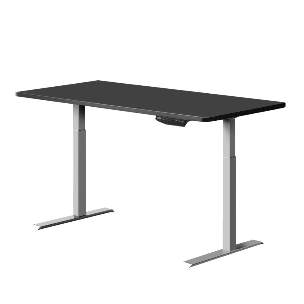 Artiss Standing Desk Adjustable Height Desk Dual Motor Electric Grey Frame Black Desk Top 120cm