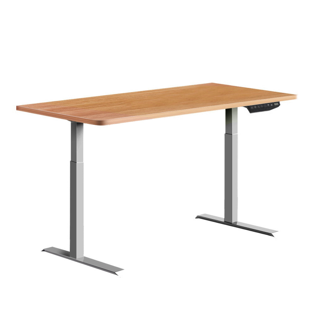 Artiss Standing Desk Adjustable Height Desk Dual Motor Electric Grey Frame Oak Desk Top 120cm