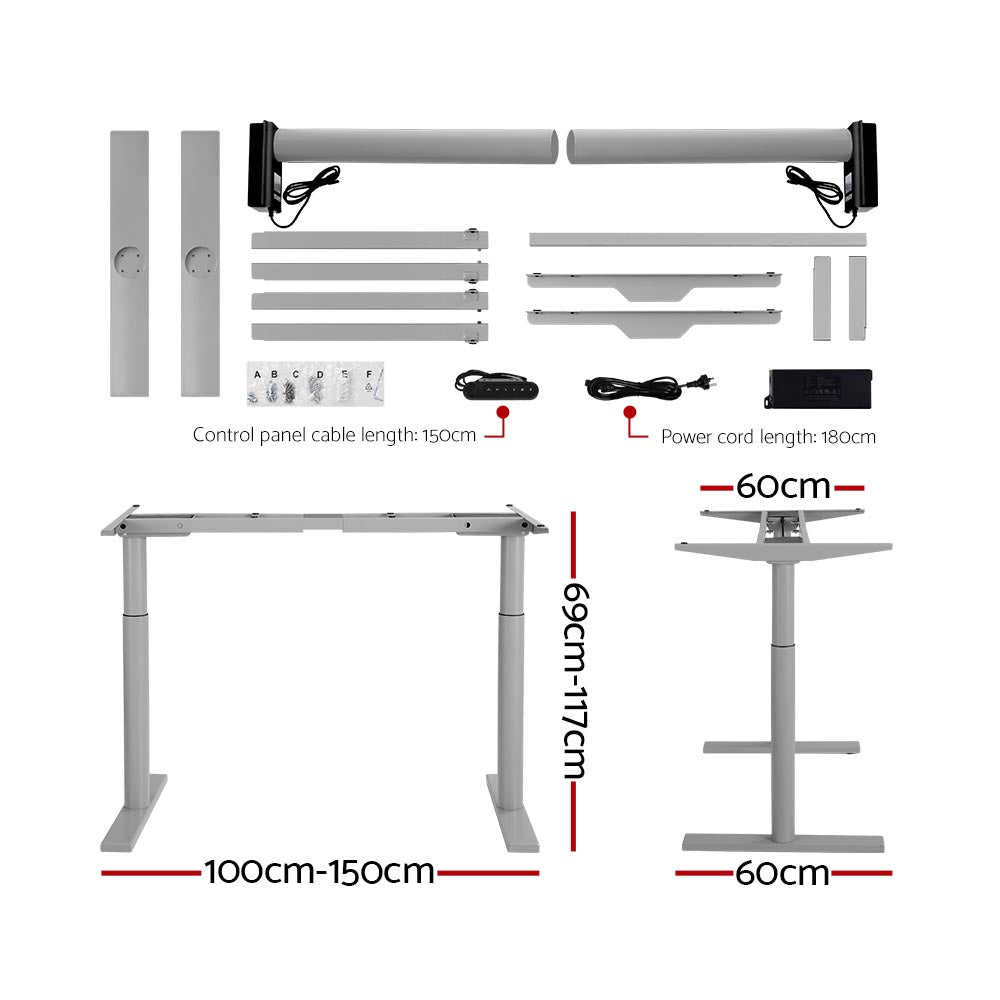 Artiss Standing Desk Motorised Electric Dual Motor White 120CM