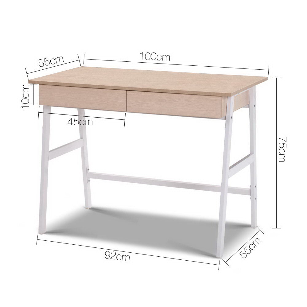 Artiss Computer Desk Drawer Cabinet Oak 100CM