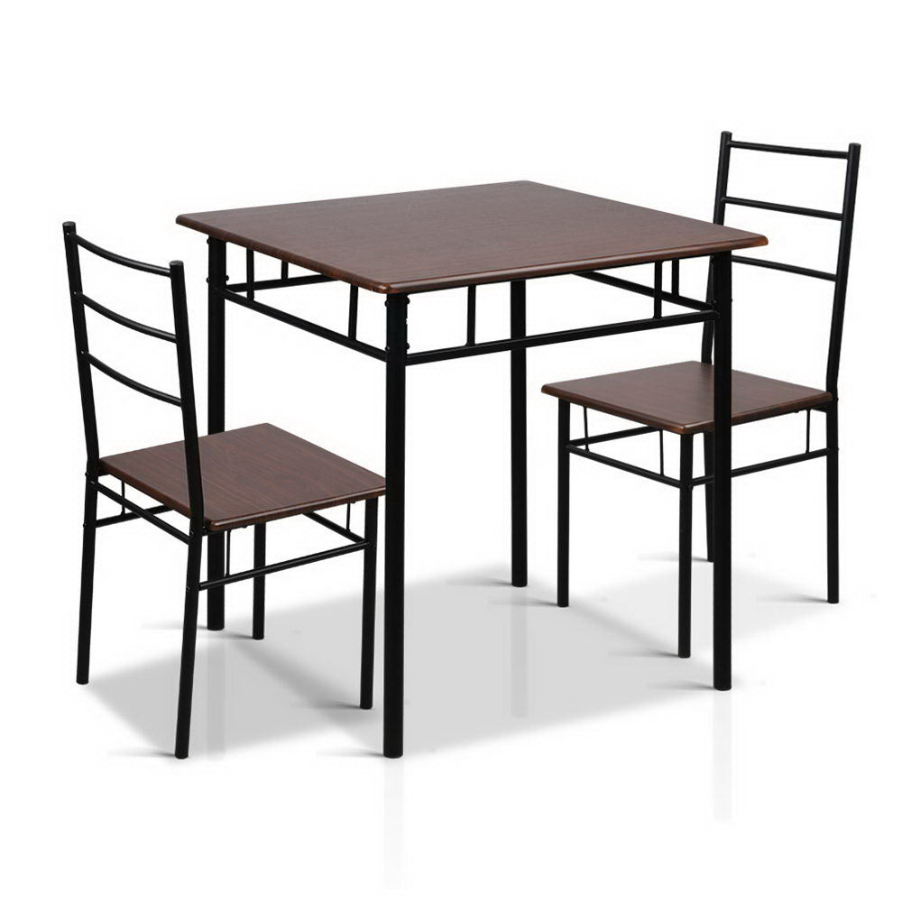 Artiss Dining Table And Chairs Set fo 3 Walnut