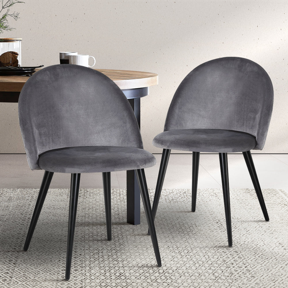 Artiss Dining Chairs Grey Velvet Set of 2 Charles