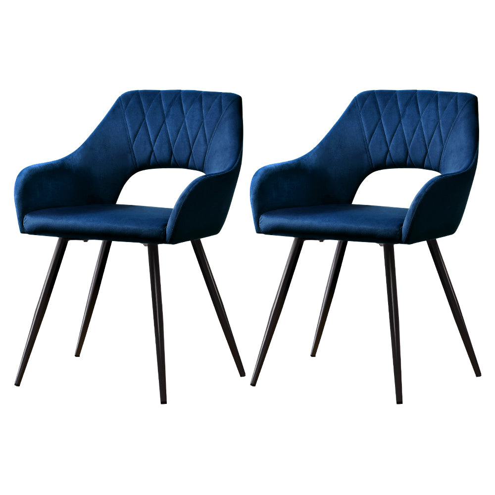 Artiss Dining Chairs Set of 2 Blue Velvet Caitlee