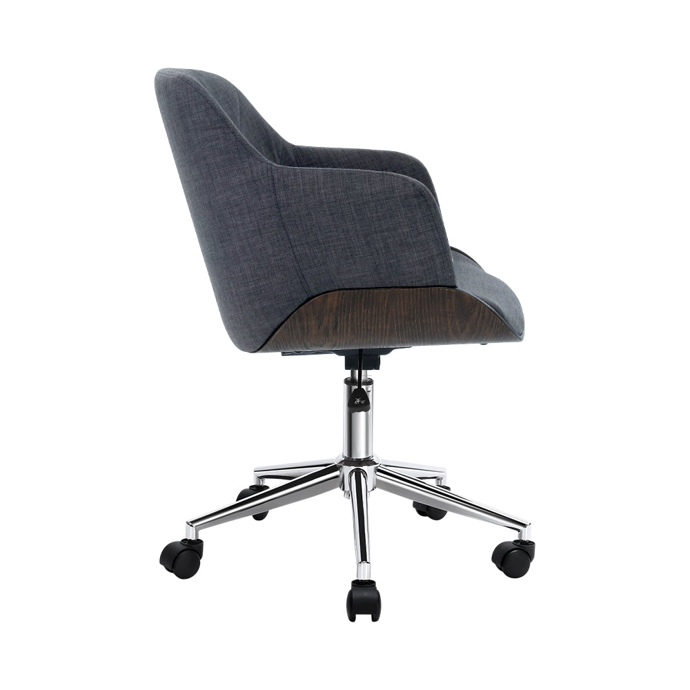 Artiss Wooden Office Chair Fabric Seat Grey